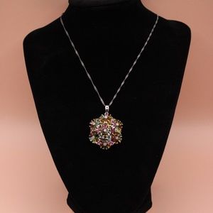 Sterling Silver Multi Tourmaline Necklace and Earrings set